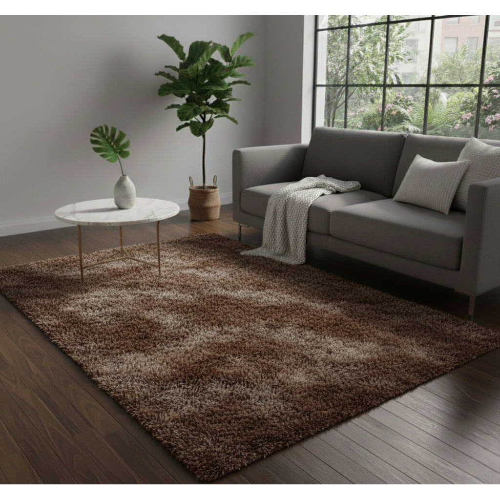 Tapete Felpudo Peludo Sala e Quarto 2,00x1,50 Marrom Mesclado Luxo Antiderrapante Decoração Moderna Fácil de Limpar | Shopee Brasil