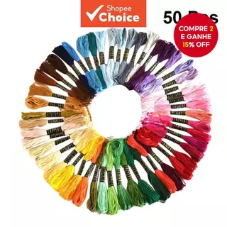 Kit De Linha De Bordado De Cores Misturadas 50 Unidades | Fio Dental De Ponto Cruz De Algodão Para Costura DIY , Ferrame em Oferta na Shopee