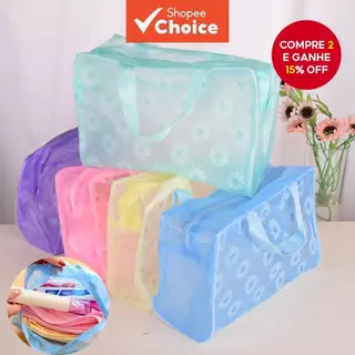 Saco De Armazenamento À Prova D'água Pvc Cosméticos Floral Transparente Casa Viagem Compressão Higiene Pessoal em Oferta na Shopee