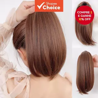 Peruca De Rabo De Cavalo Marrom Reto Curto Extensões De Cabelo Com Clipe Invisível Para Mulheres E Meninas em Oferta na Shopee