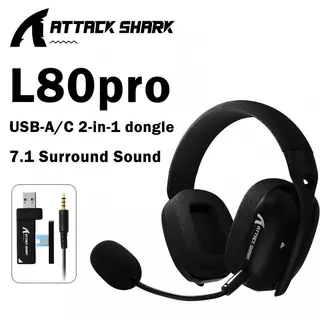 ATTACK SHARK L80PRO Fone De Ouvido Sem Fio Para Jogos Lightseed Tech-Microfone Duplo Integrado E Removível-Leve Com Modo