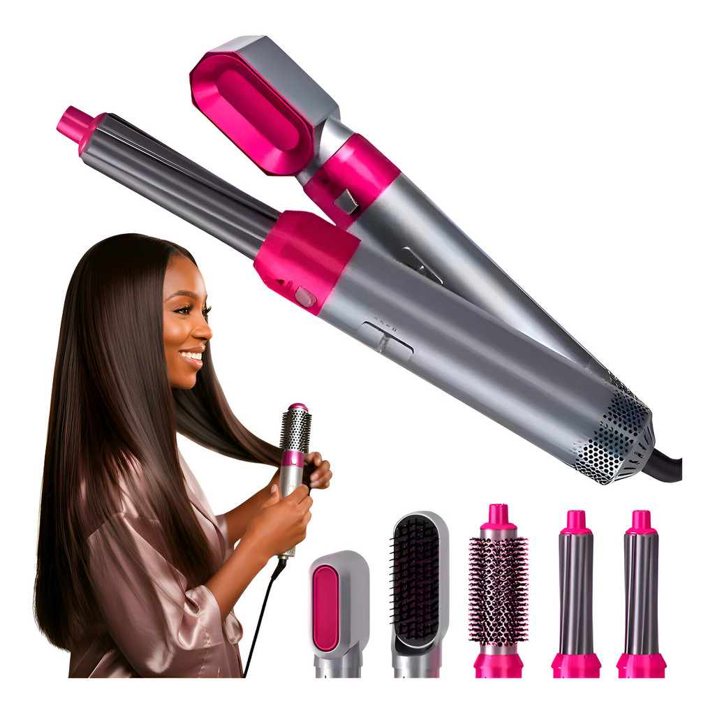 Escova Secadora 5 Em 1 Profissional Alisadora Cabelo Curto | Shopee Brasil