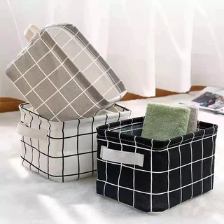 Caixa de Armazenamento de Tecido Pequena Cesto Dobrável Organizador em Oferta na Shopee