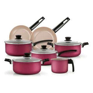 Jogo De Panelas Antiaderente Panelux Magnific Cereja 7 Peças em Oferta na Shopee