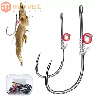 MAYVET 10 Peças De Anzol De Aço De Alto Carbono , Ganchos De Isca De Camarão Vivo Com Abertura Ampla , Pesca De Robalo em Oferta na Shopee