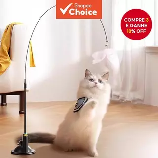 Ventosa Gato Teaser Brinquedo Com Penas Varinha Interativa Engraçado De Cabo Longo Para Gatos Preto em Oferta na Shopee