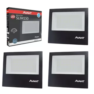 Kit 3 Refletor Led 150w Luz Externa Comercio Branco Frio 6500k Bivolt 127v 220v Avant em Oferta na Shopee