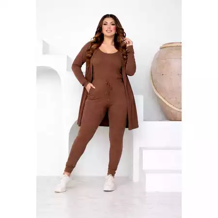 Conjunto Feminino 3 Peças Lãzinha Regata Calça Cardigã Outono Inverno