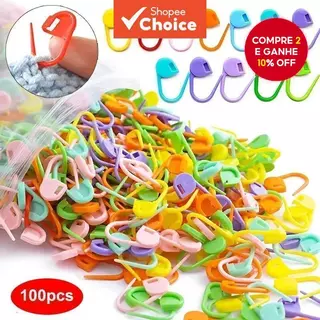 100 peças de Mini Resina Clipe Grande Cabeça Pino de Bloqueio Marcação Acessório Crochê Mistura Cores Tricô Plástico em Oferta na Shopee