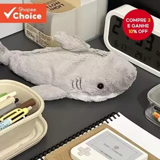 1pc Pequeno Tubarão Boneca Lápis Saco Estilo Instagram Alta Beleza Pelúcia Dos Desenhos Animados Grande Capacidade Minim em Oferta na Shopee