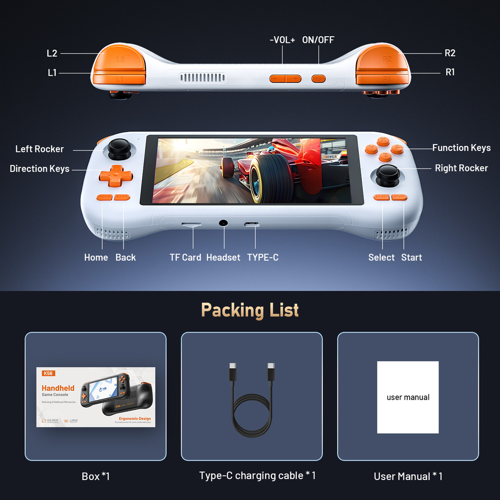 Portatil De Videogame K56 Android 14 console De Jogos Retrô PSP De