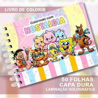 Caderno Livro de Colorir NOSTALGIA Capa Dura Anos 80, 90 e 2000 Folhas120g Envio Imediato em Oferta na Shopee