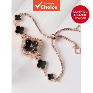 LUCKYFOX Box Relógio Feminino Moda Temperamento Advanced Sense Trevo Quatro Folhas Quartzo Presente Dia dos Namorados em Oferta na Shopee