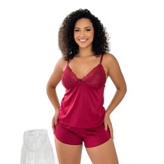 Baby Doll Pijama sem Bojo com Renda Short Doll Helânca em Oferta na Shopee