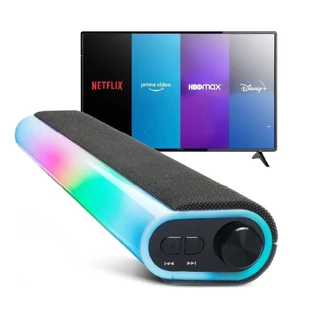 Caixa De Som Bluetooth Soundbar LED RBG Sem Fio Smart TV PC Note Auxiliar P2 SD USB