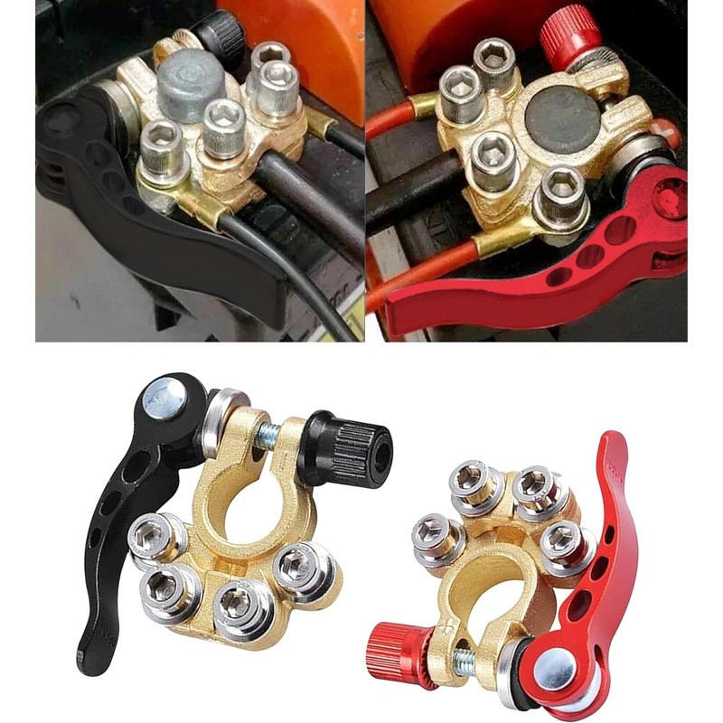 Kit Com 2 Conectores - 12v 24v Positivo & Negativo Automotivo Bateria Terminal Cabo Braçadeira de Liberação Rápida Carro