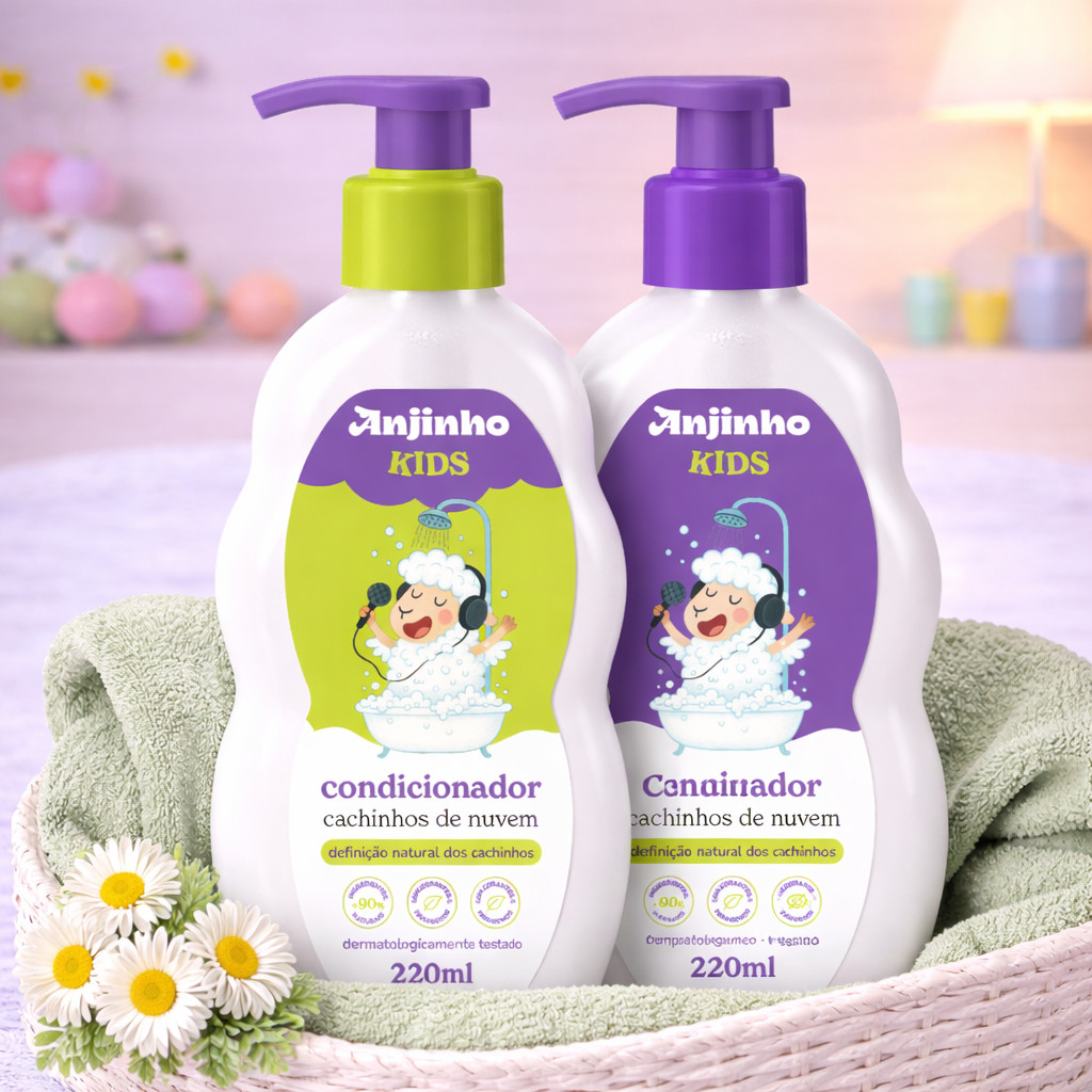 Kit Shampoo + Condicionador Infantil Cachos Anjinho Kids 220ml  Definição d Cachinhos Hipo...
