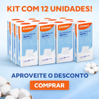 Kit12x Algodão 100un Quadrado Bebê 1200 UNIDADES