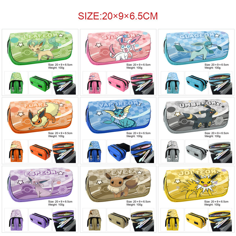 Pokémon Pokémon Pokémon Cute Pencil Case Compartimento duplo Grande capacidade Papelaria Maquiagem Pincel Bolsa de armaz