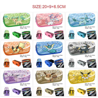 Pokémon Pokémon Pokémon Cute Pencil Case Compartimento duplo Grande capacidade Papelaria Maquiagem Pincel Bolsa de armaz