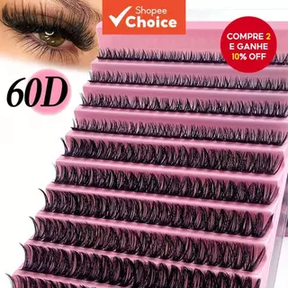 Cílios Postiços Segmentados Agrupados 60D , Faça Você Mesmo , Adequados Para Todos Os Tipos De Festas , 10 Fileiras em Oferta na Shopee