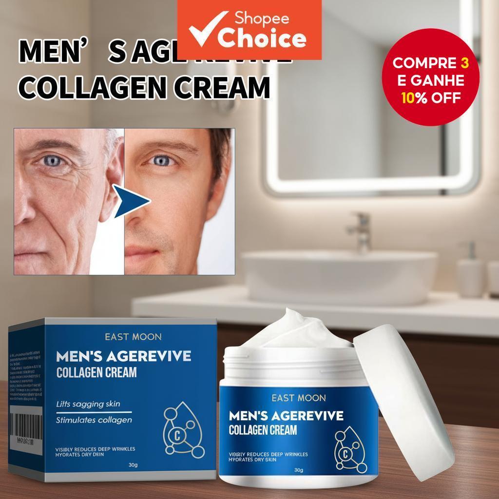 Creme Facial Masculino Antirrugas, Firmador, Efeito Lifting, Clareador ...