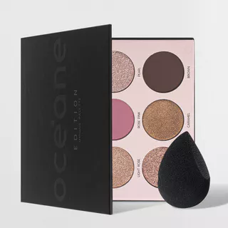 Kit Paleta de Sombras + Esponja de Maquiagem Flat Drop Edition (2 Produtos) em Oferta na Shopee