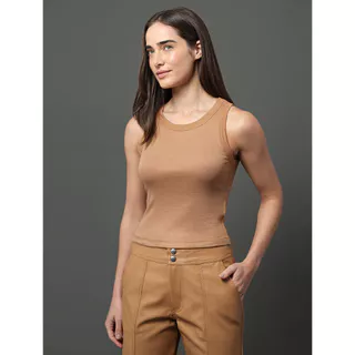 Regata Feminina Ribana Viscose Calvin Klein Jeans - Havana em Oferta na Shopee