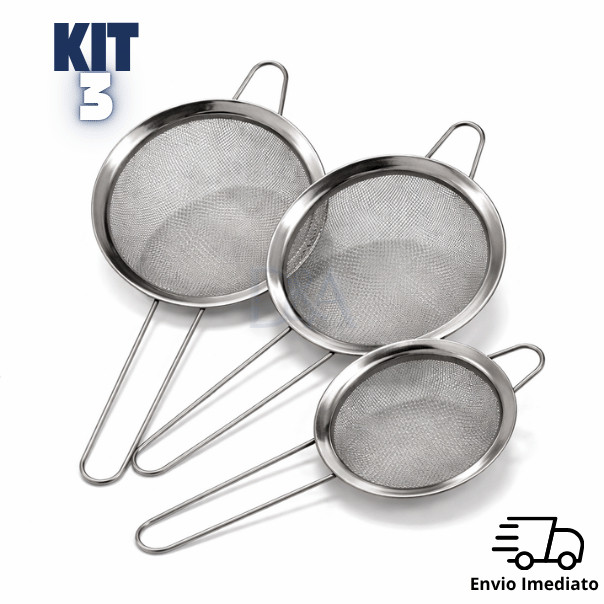 3 Peças Peneira Coador Em Aço Inox Para Cozinha 3 Tamanhos 8