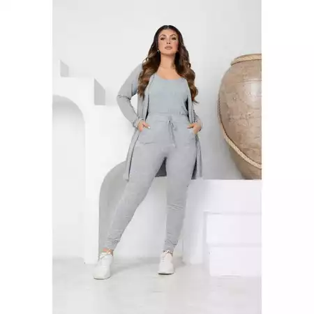 Conjunto Feminino 3 Peças Lãzinha Regata Calça Cardigã Outono Inverno
