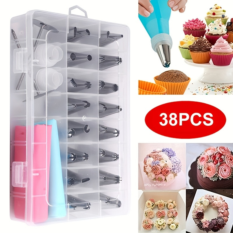 Kit 38 Peças Confeiteiro Bicos Inox Saco Silicone Profission