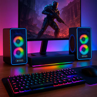Caixa Caixinha de Som Pc Gamer Alta Subwoofer Led Chroma LED RGB Pc Note Tv Tablet P2 USB