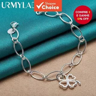 Pulseira Lucky Clover Em Prata Esterlina 925 Para Mulheres – Pingente Floral Ajustável Casamento/Festa em Oferta na Shopee