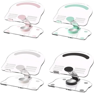 Suporte Giratório 360° em Acrílico para Celular e Tablet 4,7–13″ – Base Resistente Antiderrapante para Mesa e Escritório