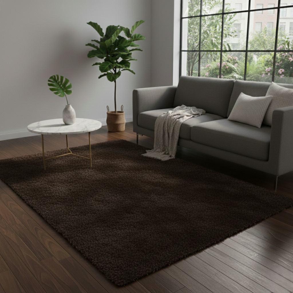 Tapete Felpudo Peludo Sala e Quarto 2,00x1,50 Marrom Liso Luxo Antiderrapante Decoração Moderna Fácil de Limpar | Shopee Brasil