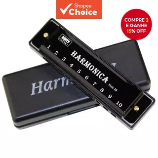 Harmônica em Dó 10 orifícios cromática com estojo, ideal para iniciantes, estudantes e presente para crianças. em Oferta na Shopee