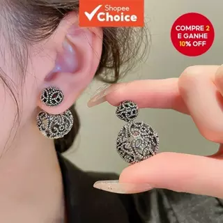 Brincos Ocos Redondos Com Agulha De Prata Para Mulheres Design De Joias Da Moda De Alta Qualidade em Oferta na Shopee