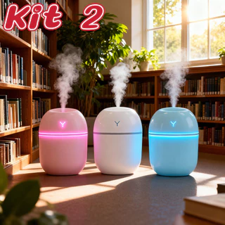 Kit 2 Difusor de Ar Egg 200ml Umidificador Aromaterapia LED para Casa e Escritório