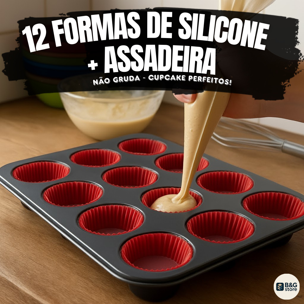 Kit Assadeira Antiaderente + 6 ou 12 Forminha Silicone Para 