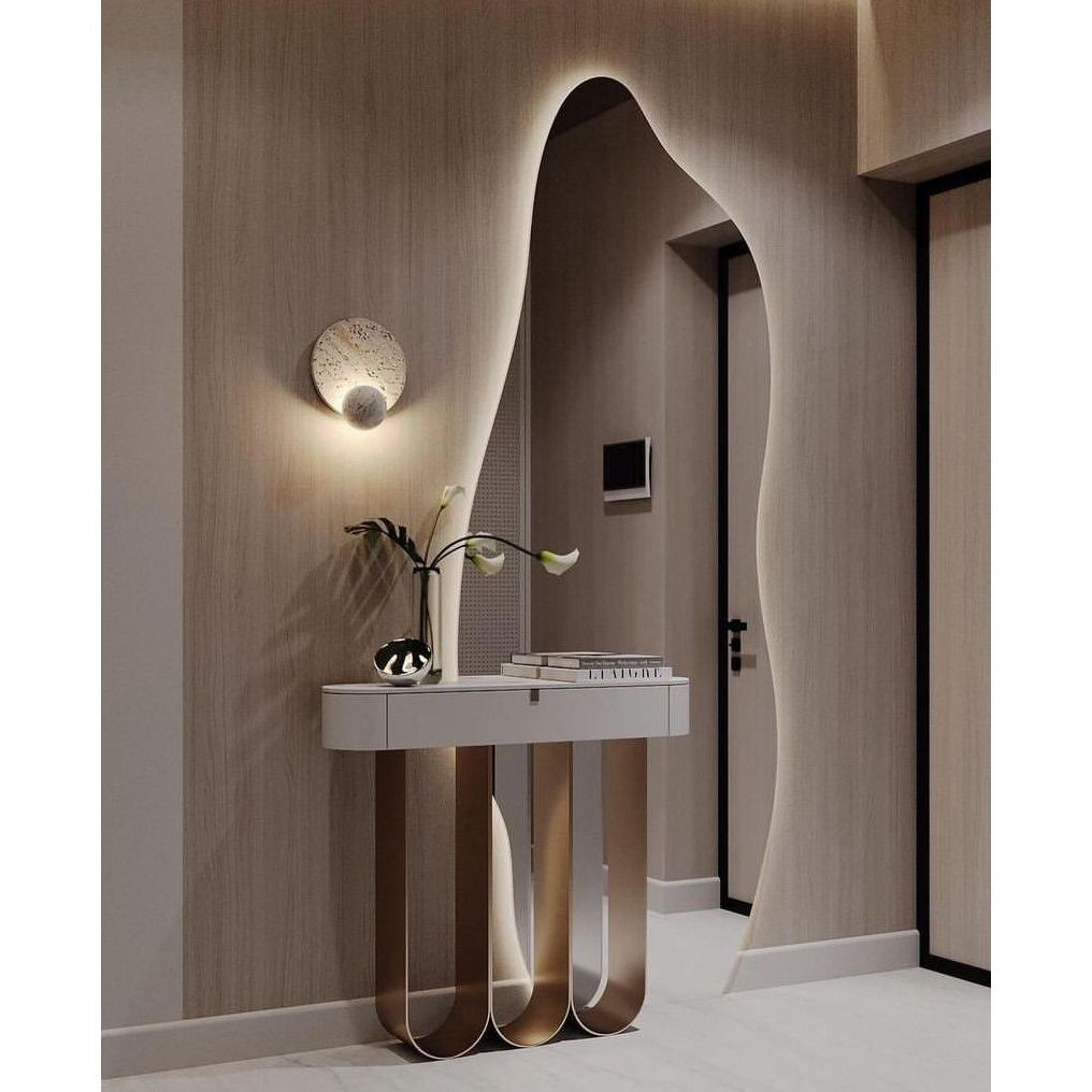 Espelho Orgânico 95x40cm c/ LED Quente Bivolt – Lapidado, Polido ...