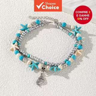 Boêmio Imitação Estrela Do Mar Concha Frisada Tornozeleira Praia Férias Jóias Presente Feriado Feminino em Oferta na Shopee