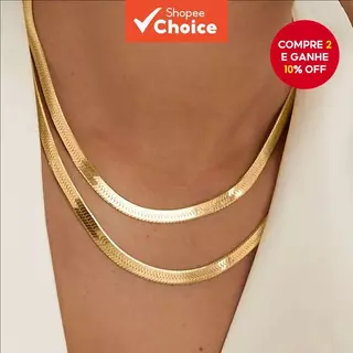 Colar Retrô De Osso De Cobra – Corrente De Metal Plana Unissex Estilo Rua Joias De Clavícula Em Camadas Para Uso Diário em Oferta na Shopee