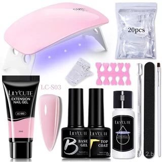 Kit de Unhas em Gel UV com Bandeja Rápida Especial Sem Papel, Conjunto Completo de Unhas em Cor Nude, Extensão de Unhas em Oferta na Shopee