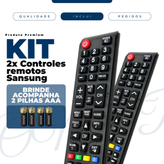 Kit Controle Remoto Compatível Samsung Smart TV C/ Pilhas AAA Inclusas Pronto para o Uso