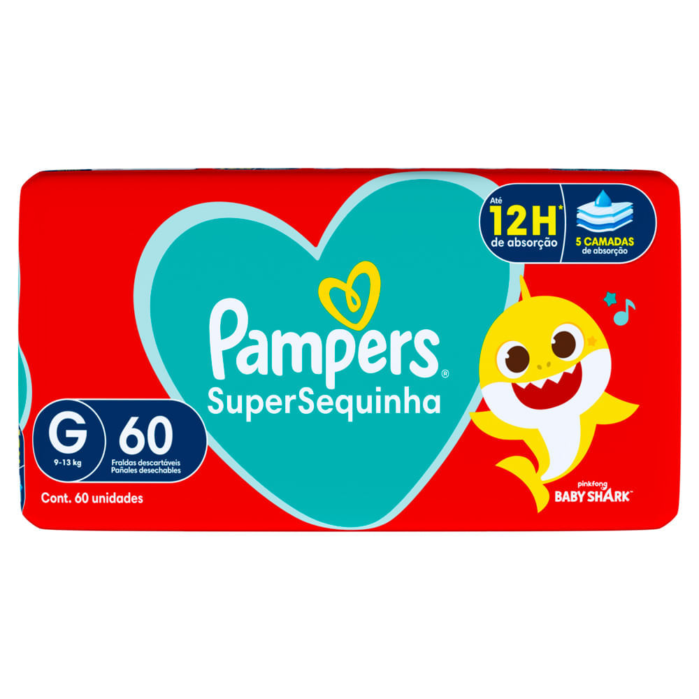Fralda Pampers Supersequinha Tamanho G 60 Unidades Descartáveis
