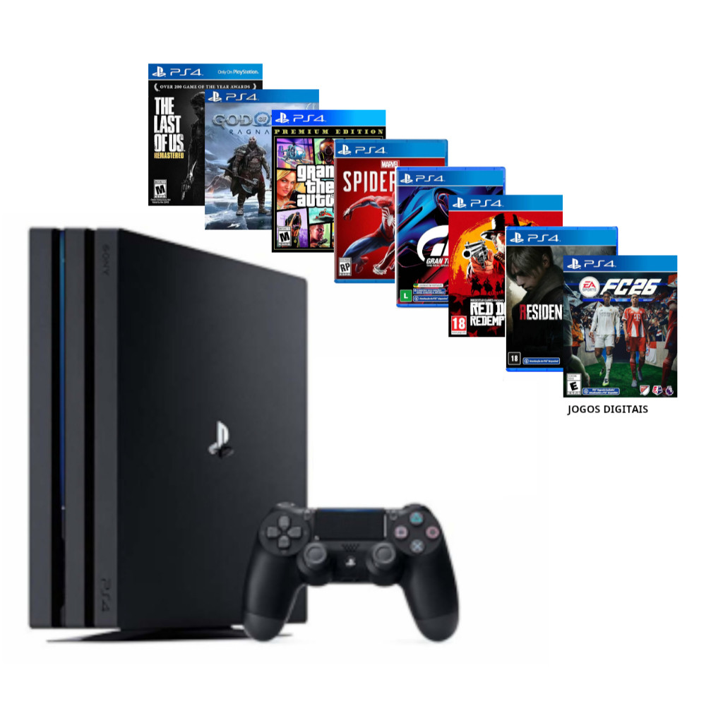 Sony Playstation 4 Pro 1tb Standard Jet Black em Promoção na