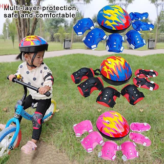 Capacete De Bicicleta Esportiva Infantil, Conjunto De Equipamentos De Proteção Para Carro, 7 Peças