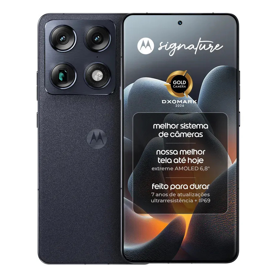 Smartphone Motorola Signature 5g - 512gb 24gb (12gb Ram + 12gb Ram Boost), 3 Cameras 50mp Sony Lytia E Zoom 100x, Tela 1