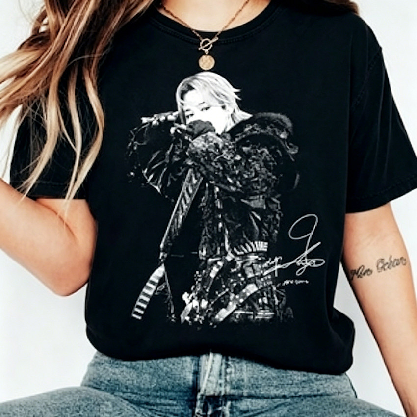 Camiseta Masculina Feminina Oversized Jimin BTS Foto e Assinatura