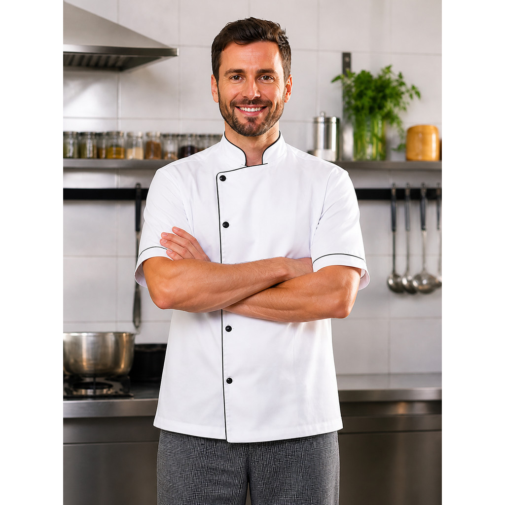 Dolma De Chef Cozinha Profissional Oxford Gola Padre Uniform